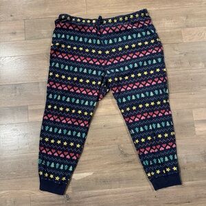 PRIMARY Adult Pajama 3XL Pants Organic Cotton Fairisle Navy Blue Heart Star Tree